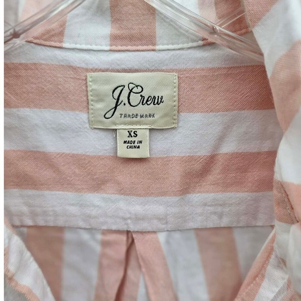 J.Crew XS Blush Pink Striped Popover Camp Shirt - Preppy & Lightweight - Picture 3 of 3